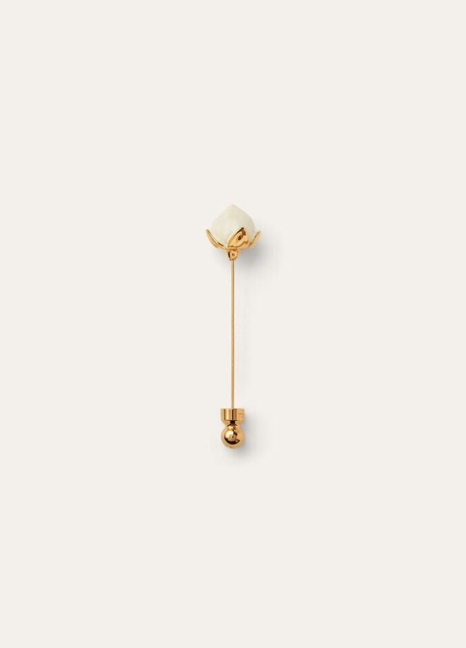 Broche en forme de bouton de fleur en lin
