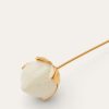 Broche en forme de bouton de fleur en lin
